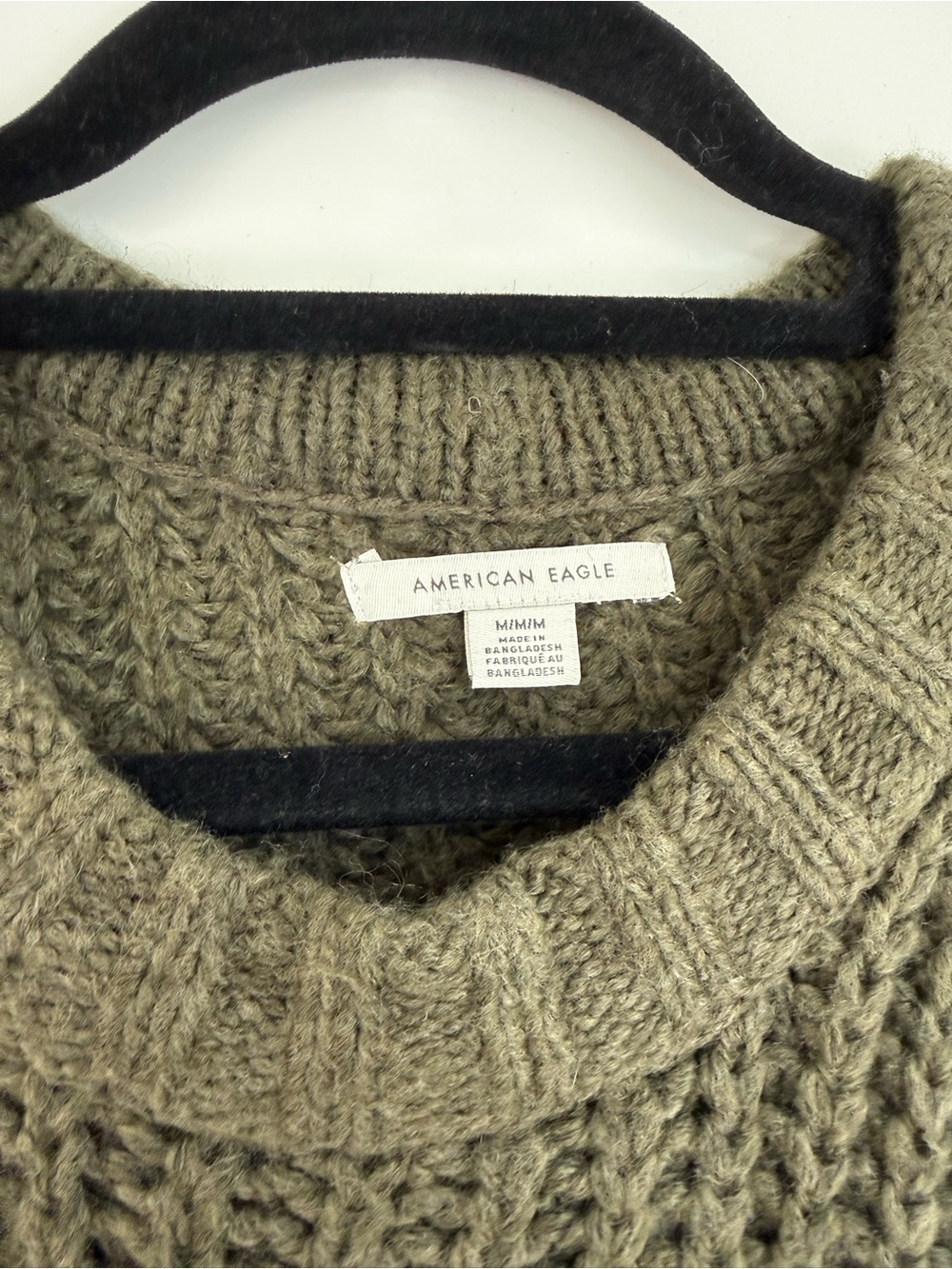 American Eagle Outfitters Olive Crewneck Chunky Sweater - Picture 3 of 3